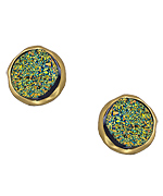 Blu Bijoux Round Lime Druzy Earrings