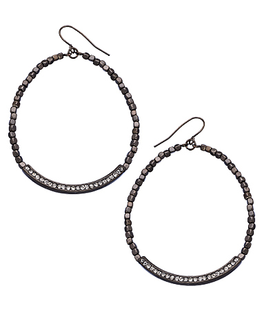 Blu Bijoux Gunmetal Bead Crystal Teardrop Earrings