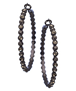 Blu Bijoux Smoky Crystal Gunmetal Hoop Earrings