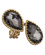 Blu Bijoux Smoky Crystal Double Teardrop Ring