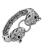 Blu Bijoux Silver Crystal Panther Bracelet