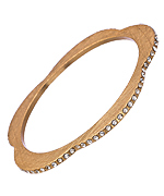 Blu Bijoux Gold Crystal Flat Floral Bangle