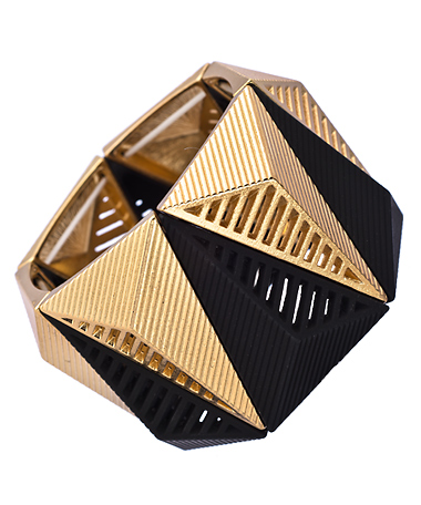 Blu Bijoux Gold Matte Black Triangle Cuff Bracelet