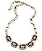 Blu Bijoux Smoky Quartz Chain Bib Necklace