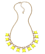 Blu Bijoux Neon Yellow Geometric Mini Bib Necklace