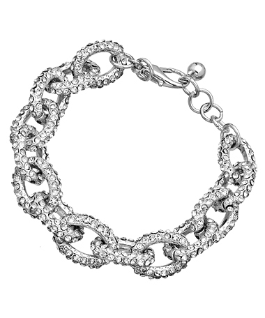 Blu Bijoux Silver Crystal Link Chain Bracelet