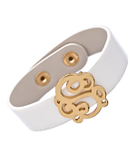 Blu Bijoux White Patent Leather Monogram Bracelet