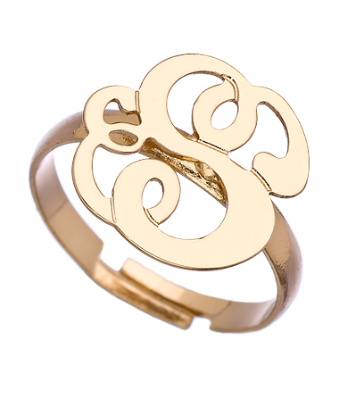 Blu Bijoux Gold Twirly Initial Ring