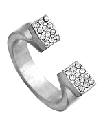 Blu Bijoux Silver Open Pave Crystal Ring