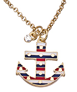 Blu Bijoux American Stripe Anchor Pendant Necklace