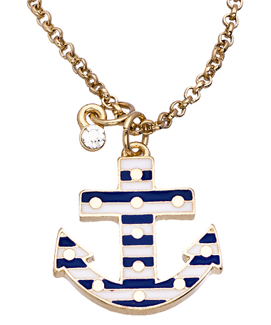 Blu Bijoux Blue Stripe Anchor Pendant Necklace