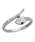 Blu Bijoux Silver and Crystal Snake Ring