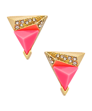 Blu Bijoux Gold Crystal and Hot Pink Arrowhead Earrings