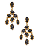 Blu Bijoux Gold and Black Triple Drop Chandelier Earrings