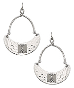 Blu Bijoux Hammered Silver Crescent Crystal and Chain Chandelier Earrings