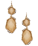 Blu Bijoux Gold Crystal and Beige Freeform Drop Earrings