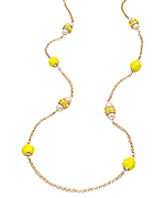 Blu Bijoux Gold Crystal and Yellow Beaded Long Necklace