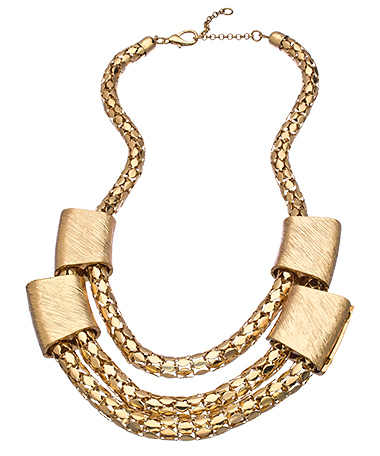 Blu Bijoux Gold and Brushed Gold Chain Bib Necklace
