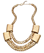 Blu Bijoux Gold and Brushed Gold Chain Bib Necklace