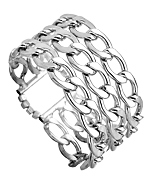 Blu Bijoux Large Silver Three Link Stretch Bracelet