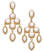 Blu Bijoux White Cabachon Chandelier Earrings