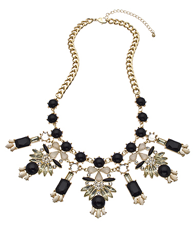 Blu Bijoux Tuxedo Crystal Bib Necklace