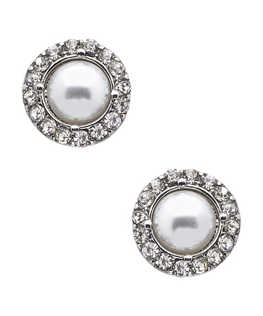 Blu Bijoux Round Crystal Pearl Earrings