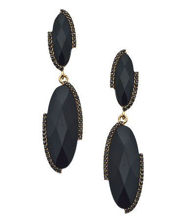 Blu Bijoux Elongated Onyx Drop Earrings