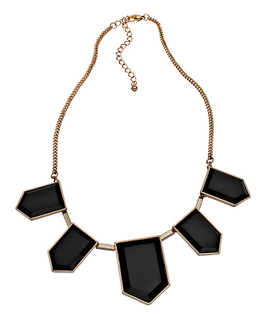 Blu Bijoux Gold with Black Hexagons Bib Necklace
