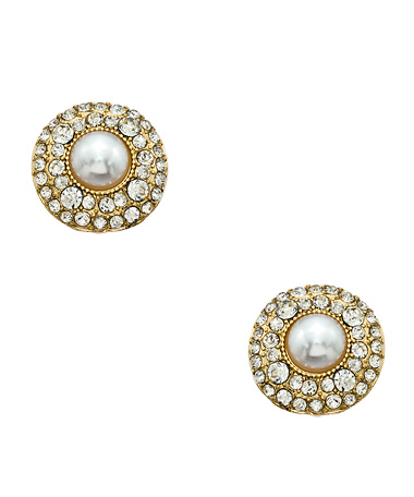 Blu Bijoux Crystal & Pearl Button Earrings