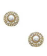 Blu Bijoux Crystal & Pearl Button Earrings