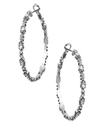 Blu Bijoux Silver Crystal Hoop Glam Earrings