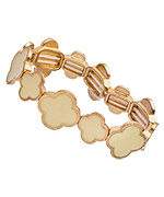 Blu Bijoux Gold and Ivory Cloverleaf Stretch Bracelet