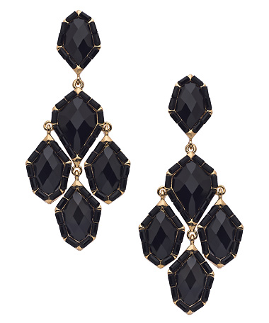 Blu Bijoux Gold and Onyx Chandelier Earrings