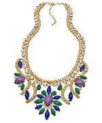 Blu Bijoux Emerald Sapphire Crystal Bib Necklace