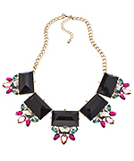 Blu Bijoux Onyx Peacock Crystal Bib Necklace