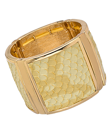 Blu Bijoux Ivory Faux Python Stretch Cuff Bracelet