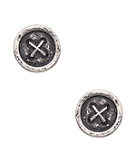 Blu Bijoux Silver and Black Button Earrings