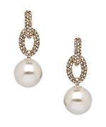Blu Bijoux Crystal Link Pearl Drop Earrings