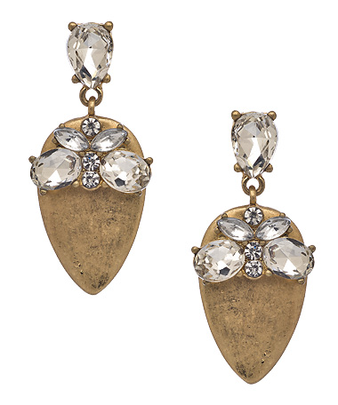 Blu Bijoux Crystal Gold Teardrop Earrings