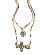 Blu Bijoux Double Link Cross Necklace