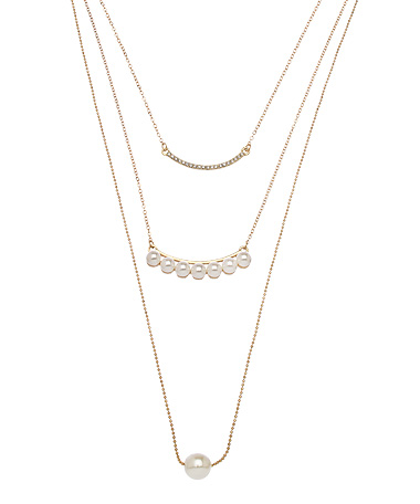 Blu Bijoux Gold Sapir Crystal and Pearl Necklace