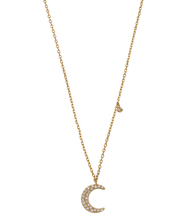 Blu Bijoux Crystal Cadenza Crescent Moon Necklace