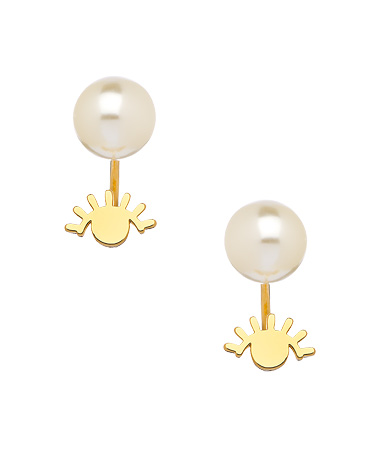 Blu Bijoux Gold Pearl Effy Ear Jackets