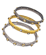 Bodai Jewels Hammered CZ Stud Bangle