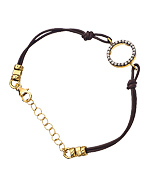 Brace Yourself LA Champagne Diamond Ring Leather Bracelet