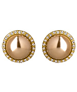 Carolee Pearl Cab Button Plum Pudding Earrings