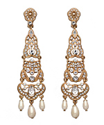 Carolee White Pearl Crystal Chandelier Earrings