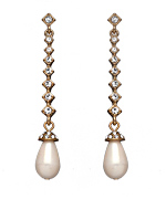Carolee White Pearl Crystal Drop Earrings