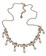 Carolee White Pearl Crystal Songbird Necklace